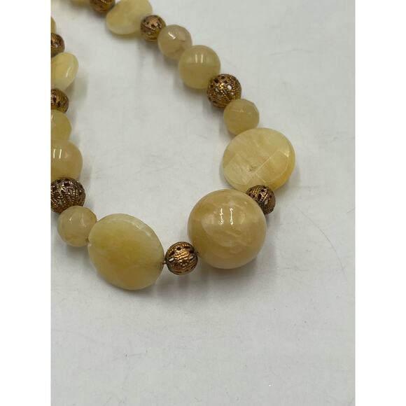 Kendra Scott Vintage Yellow Quartz Stone Graduated Beaded Necklace 925 clasp - Picture 11 of 12